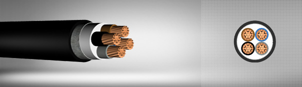 0.6 / 1 kV PVC insulated, double steel tape armored, multi-core cables with copper conductor